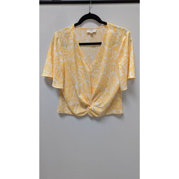 Loft Outlet Yellow/White Floral Cropped Blouse - Picture 1 of 2